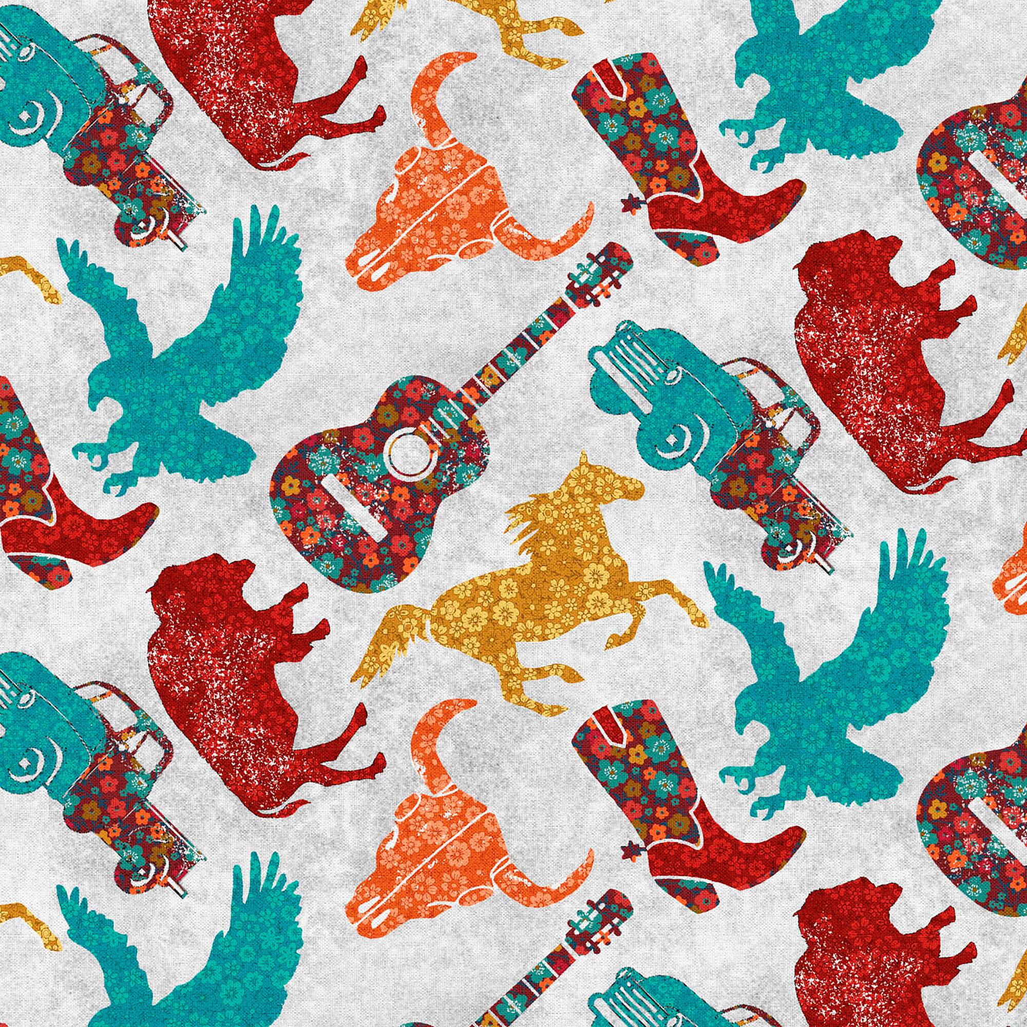 Fabric Editions White Southwest Sunset Cotton Fabric